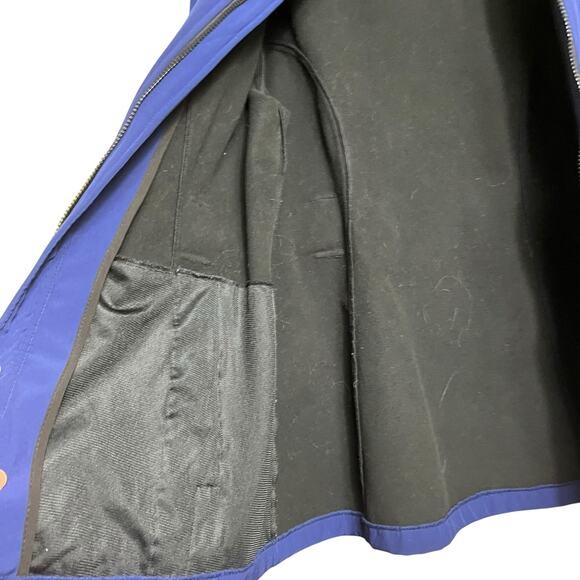 London Fog Blue Hooded Belted Zip Front Jacket - L (2848) - Picture 4 of 8